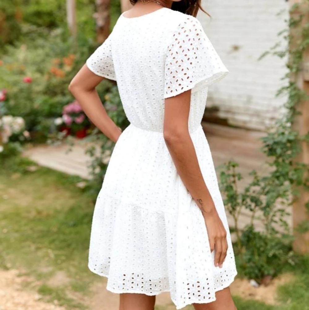 White Summer Ruffle Dress - Picture 2 of 3